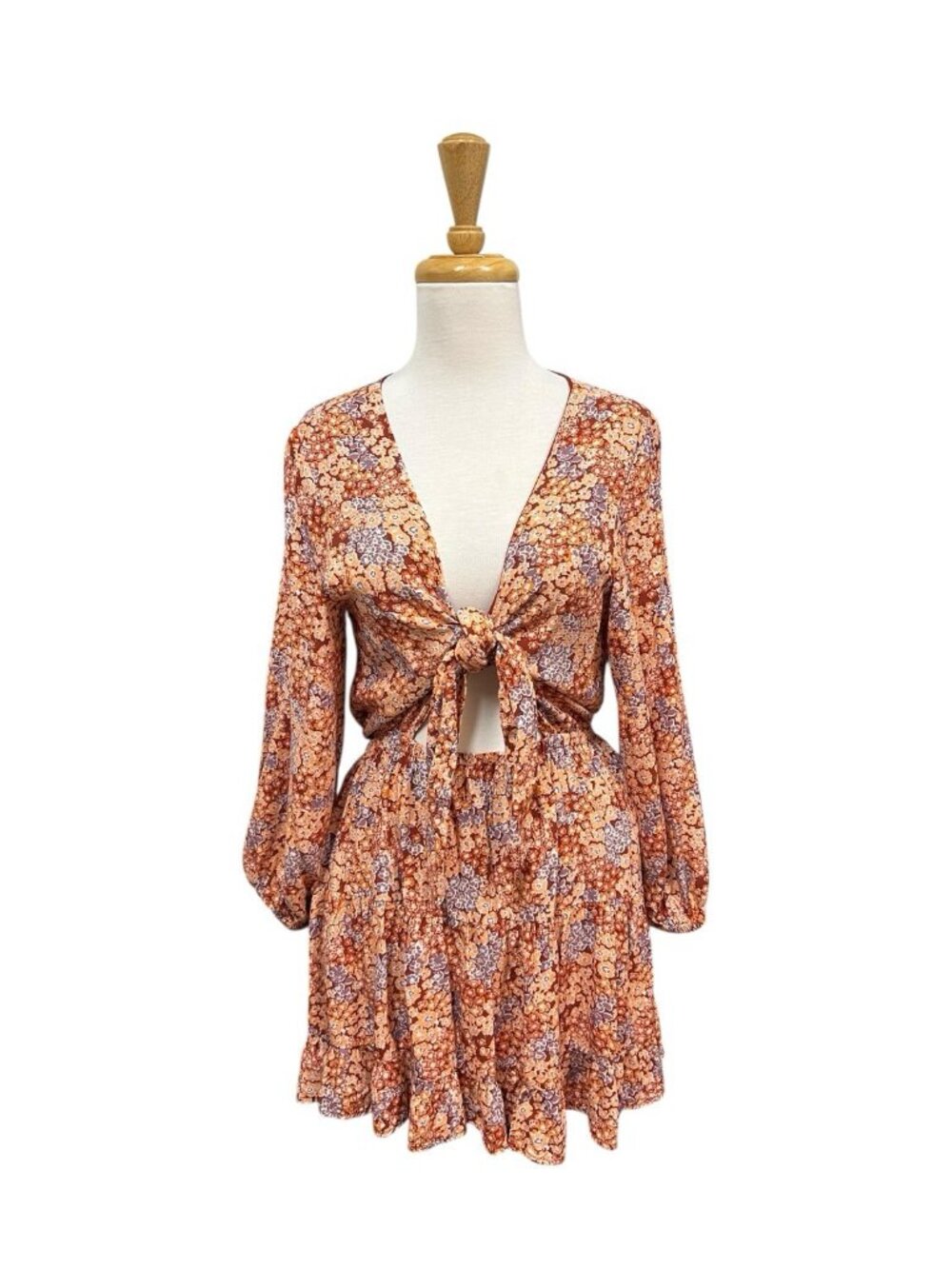 L*Space Stay Golden Mini Dress Size M Medium Red Floral